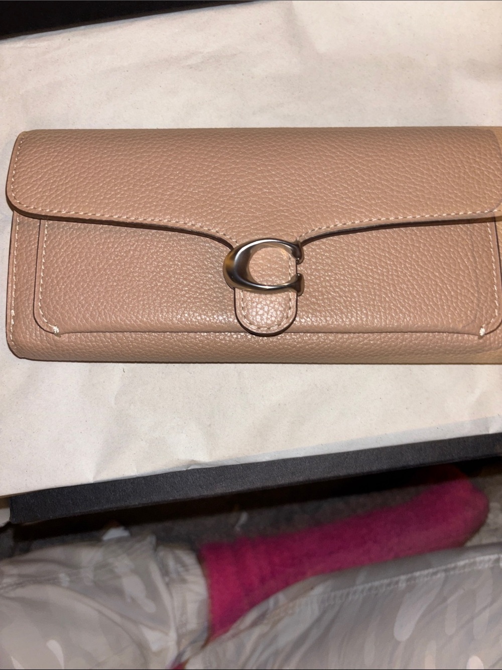 Coach Leather Continental Wallet in tan